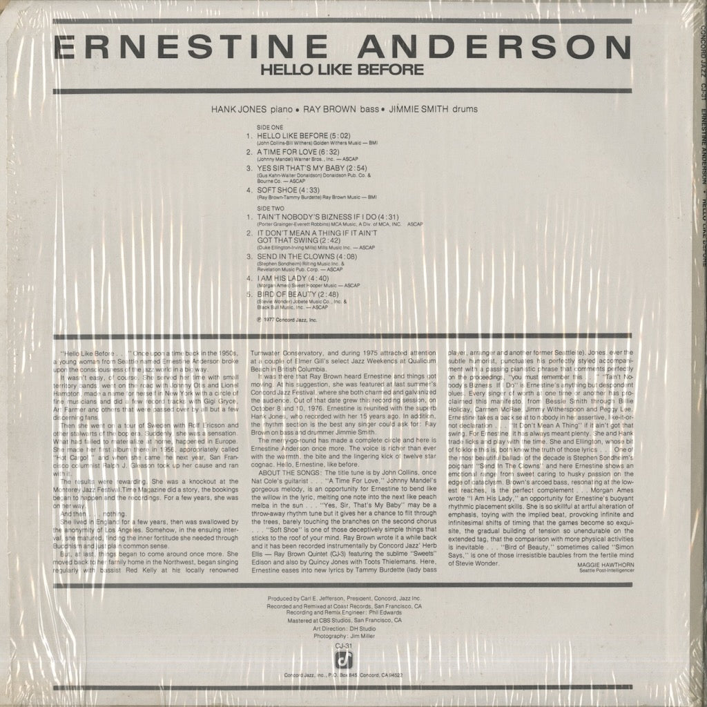 Ernestine Anderson / アーネスティン・アンダーソン / Hello Like Before (CJ-31)