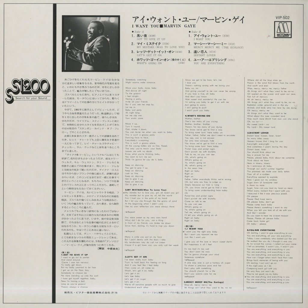 Marvin Gaye / マーヴィン・ゲイ / I Want You (VIP-502)