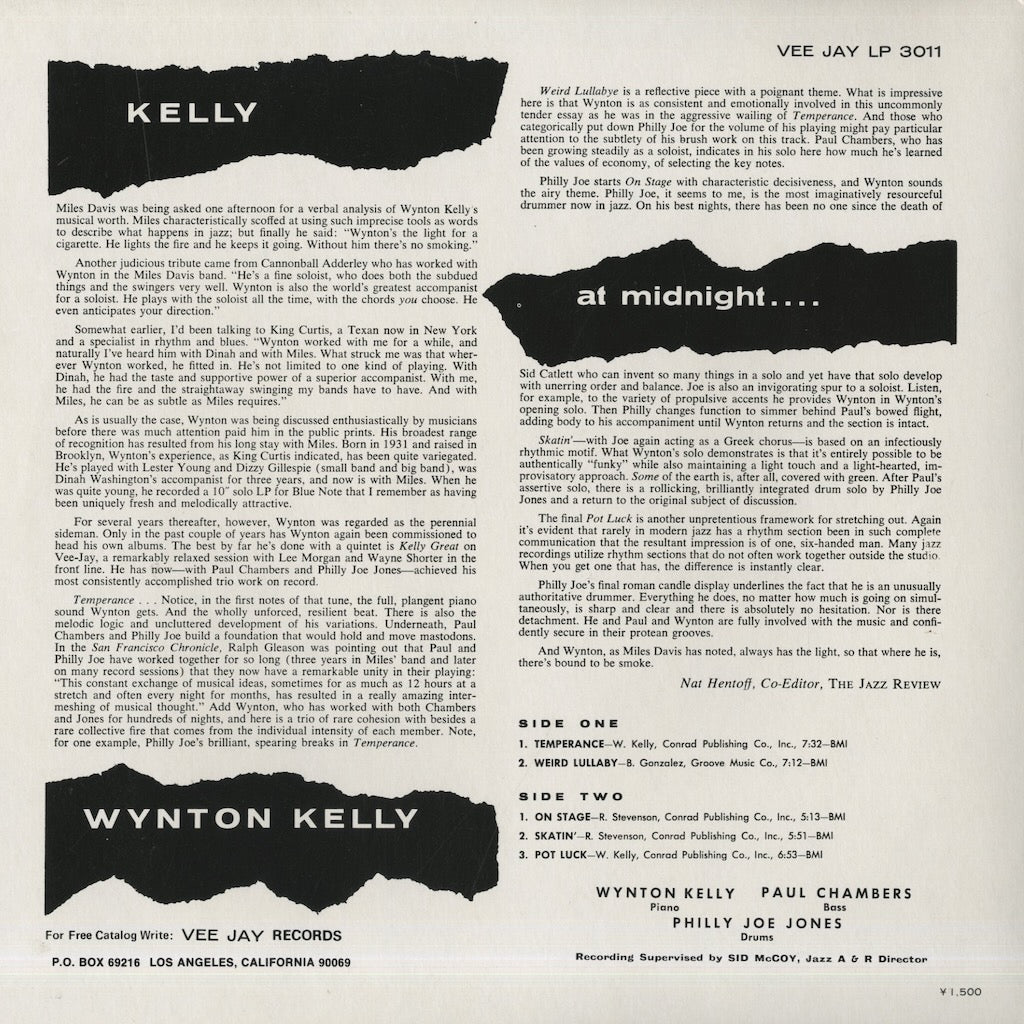 Wynton Kelly / ウィントン・ケリー / Kelly At Midnite (ULS-1652-JY)