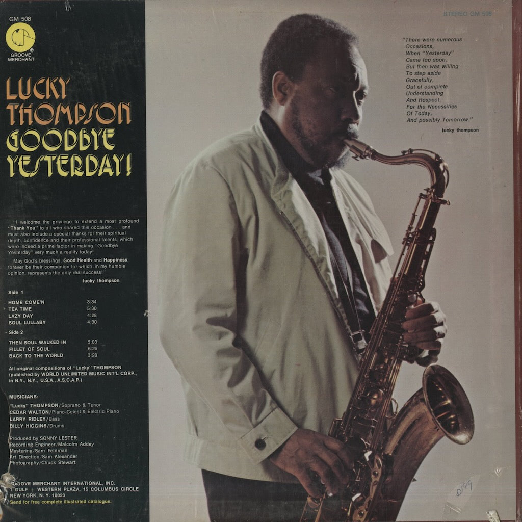 Lucky Thompson / ラッキー・トンプソン / Goodbye Yesterday (GM 508)