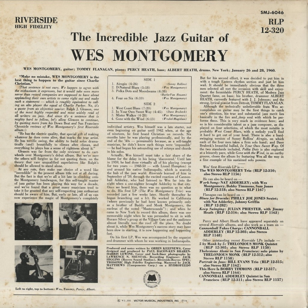 Wes Montgomery / ウェス・モンゴメリー / The Incredible Jazz Guitar Of Wes Montgomery (SMJ-6046)
