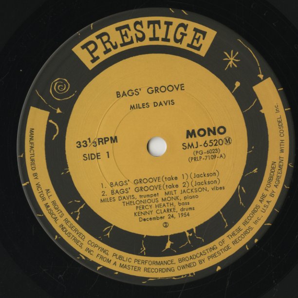 Miles Davis / マイルス・デイヴィス / Bags Groove (SMJ-6250M)