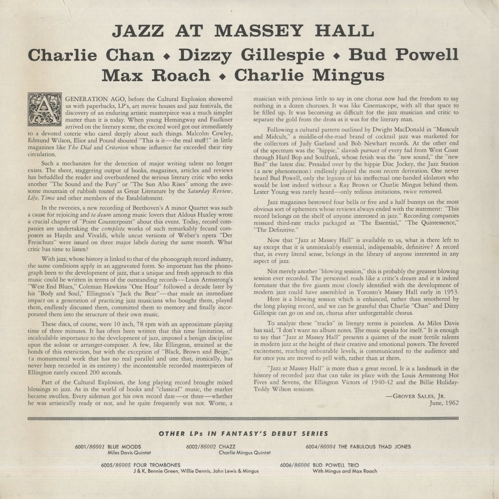 The Quintet / クインテット / Jazz At Massey Hall (86003)