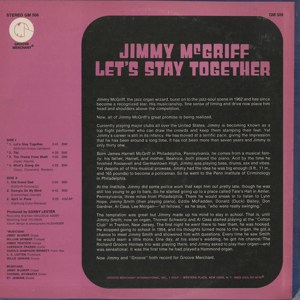Jimmy McGriff / ジミー・マクグリフ / Let's Stay Together (GM506)
