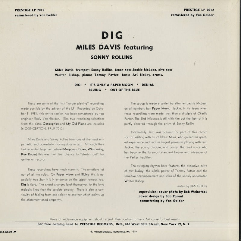 Miles Davis / マイルス・デイヴィス / Dig (SMJ-6525-M)