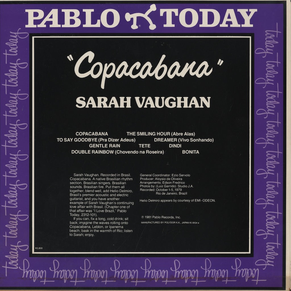 Sarah Vaughan / サラ・ヴォーン / Copacabana (28MJ 3025)
