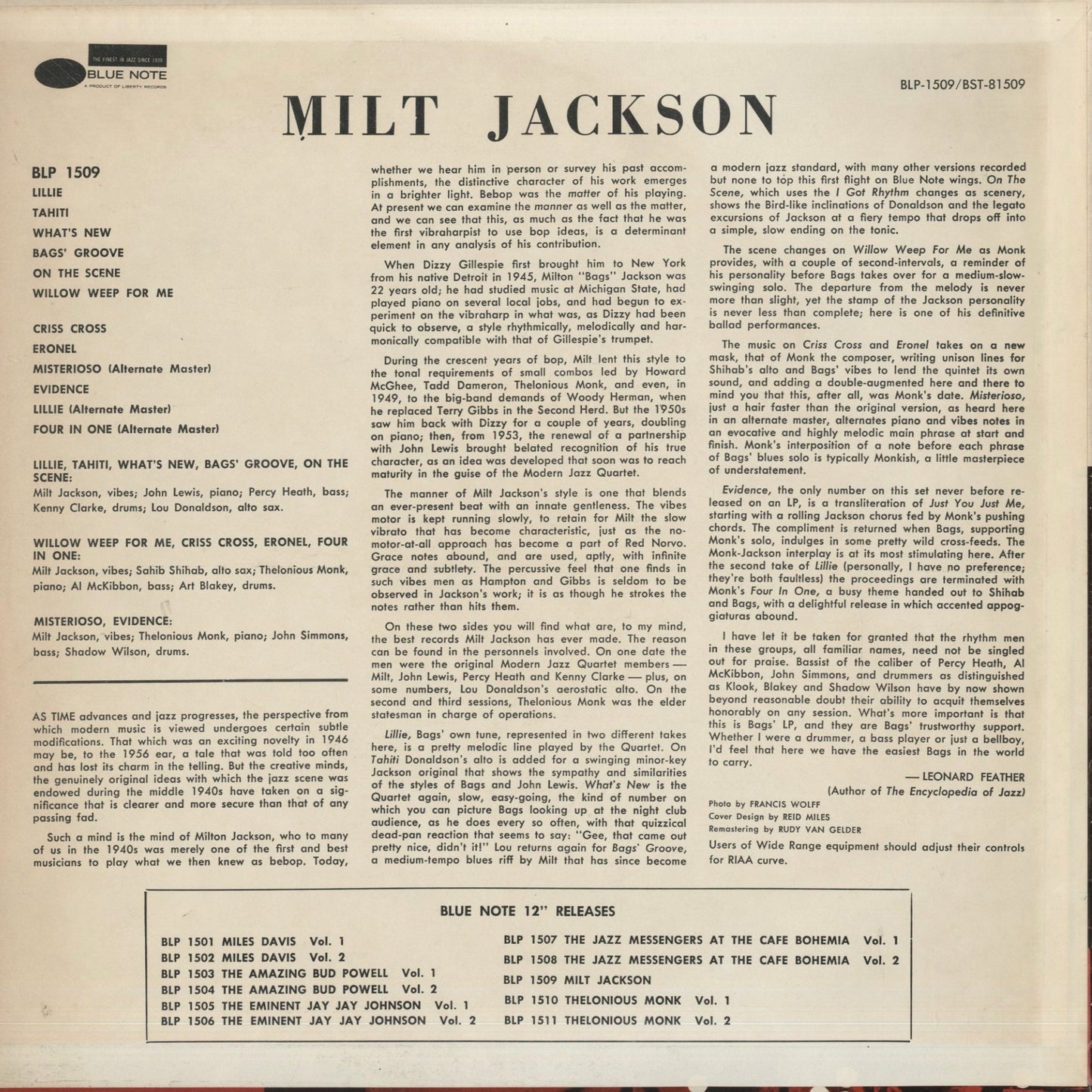 Milt Jackson / ミルト・ジャクソン (BST81509)