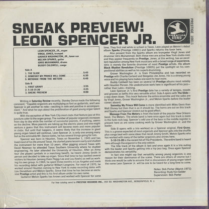 Leon Spencer Jr. / レオン・スペンサー　Jr / Sneak Preview! (PR10011)