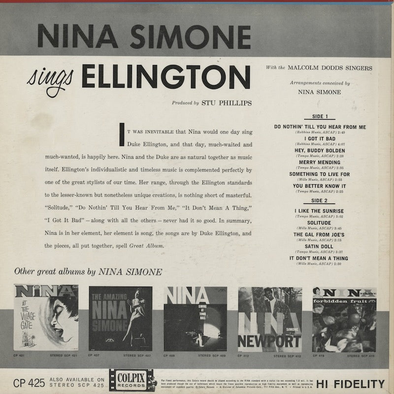 Nina Simone / ニーナ・シモン / Sings Ellington! (CP 425)