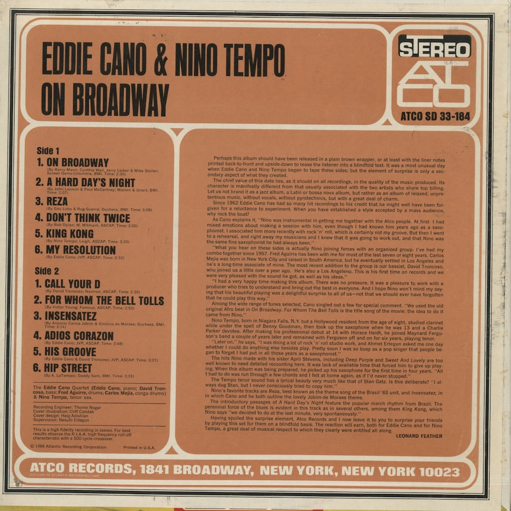 Eddie Cano & Nino Tempo / エディ・カノ　ニノ・テンポ / On Broadway (SD 33-184)