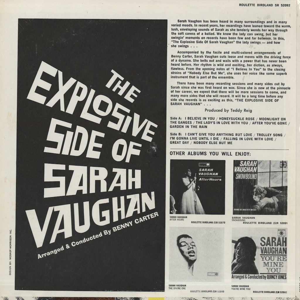 Sarah Vaughan / サラ・ヴォーン / The Explosive Side Of Sarah