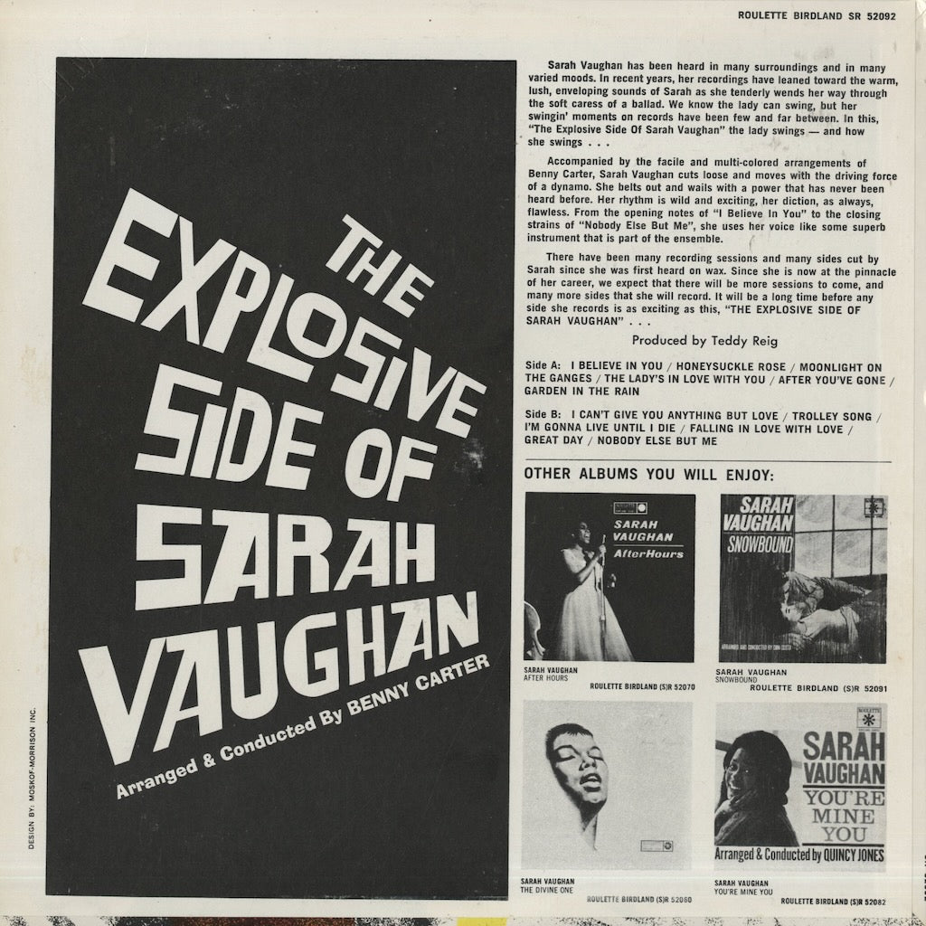 Sarah Vaughan / サラ・ヴォーン / The Explosive Side Of Sarah Vaughan (SR52092)