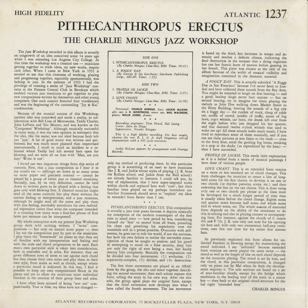 Charles Mingus / チャールズ・ミンガス / Pithecanthropus Erectus (P-7508A) – VOXMUSIC  WEBSHOP