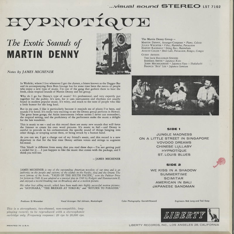 Martin Denny / マーチン・デニー / Hypnotique - STEREO (LST7102)