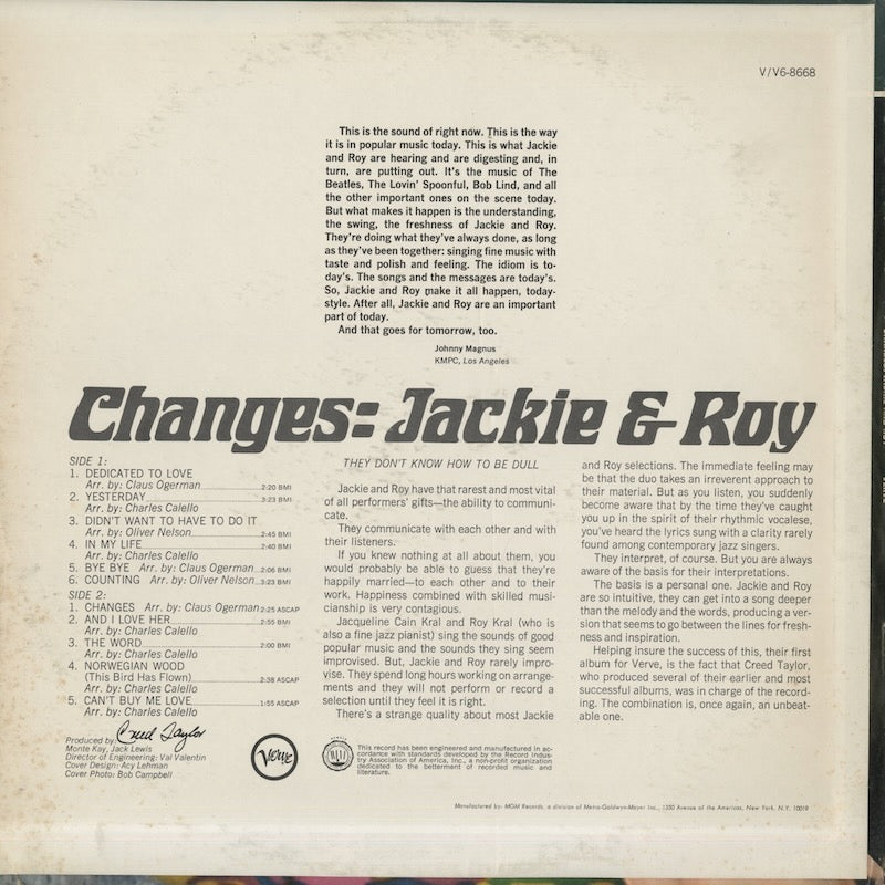 Jackie And Roy / ジャッキー＆ロイ / Changes (V8668) – VOXMUSIC WEBSHOP