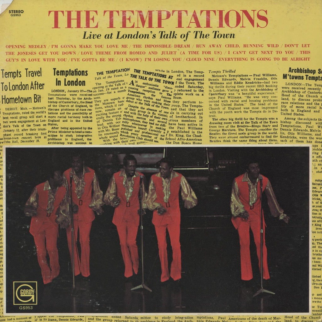 The Temptations / テンプテーションズ / Live At London's Talk Of Town (GS953) –  VOXMUSIC WEBSHOP