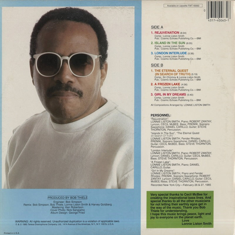 Lonnie Liston Smith / ロニー・リストン・スミス / Rejuvenation (FW 40063)