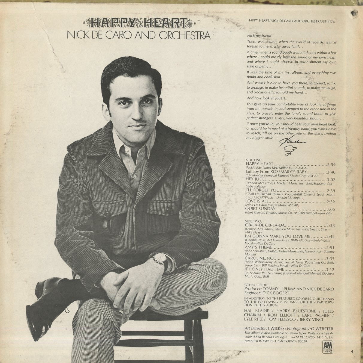 Nick De Caro / ニック・デ・カロ / Happy Heart (SP 4176)