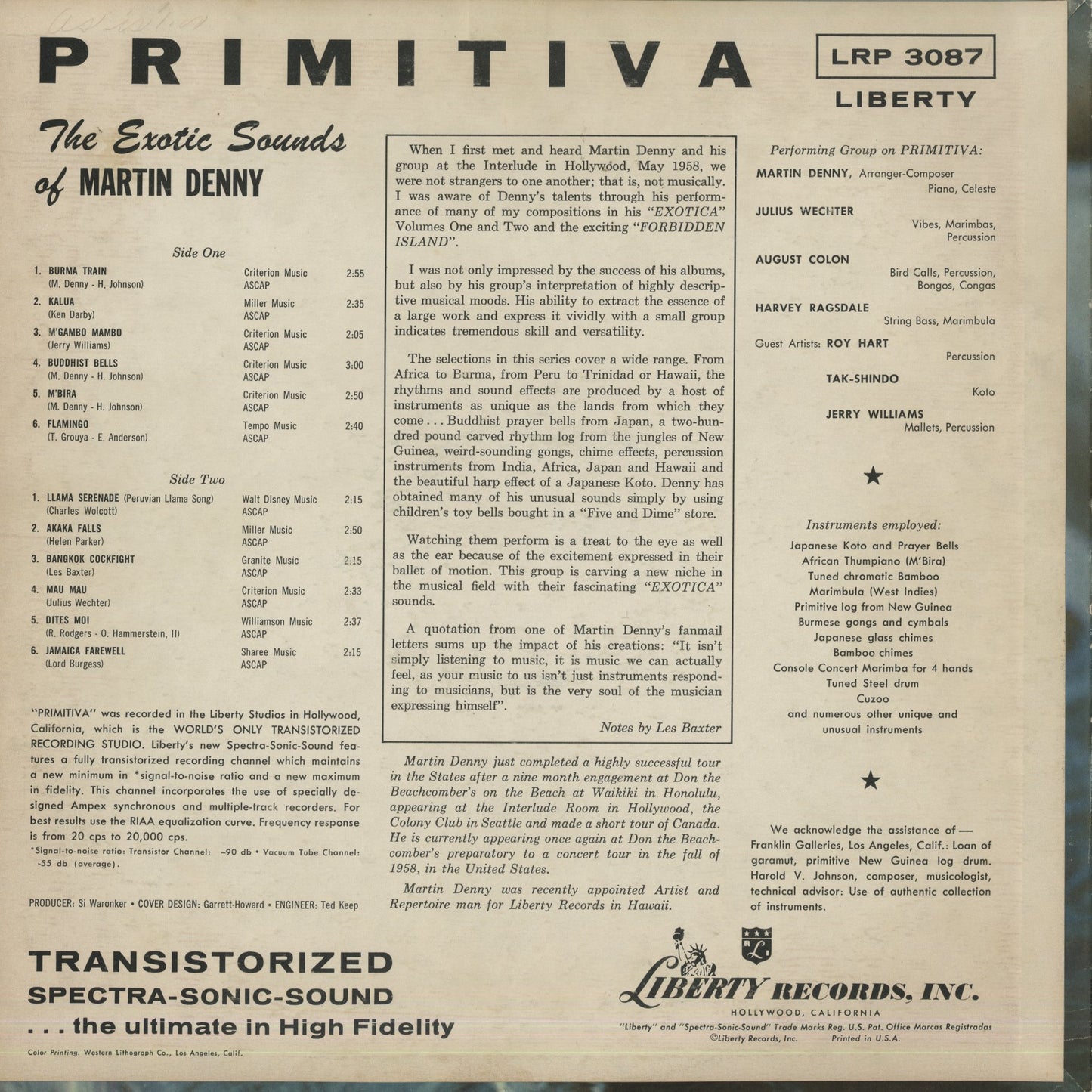 Martin Denny / マーティン・デニー / Primitiva - MONO (LRP3087)