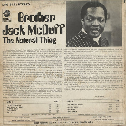 Brother Jack McDuff / ブラザー・ジャック・マクダフ / The Natural Thing (LPS 812)
