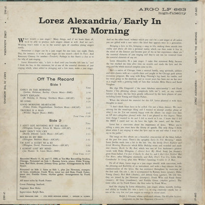 Lorez Alexandria / ロレツ・アレキサンドリア / Early In The Morning (LP663)