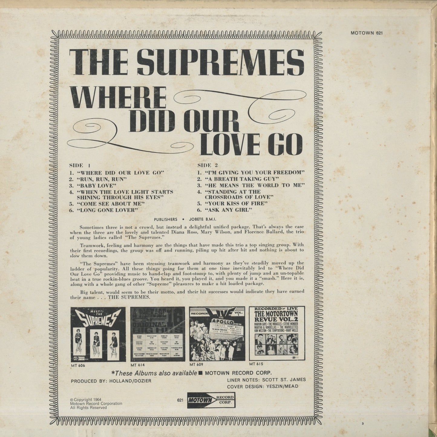 The Supremes / シュープリームス / Where Did Our Love Go (S621)