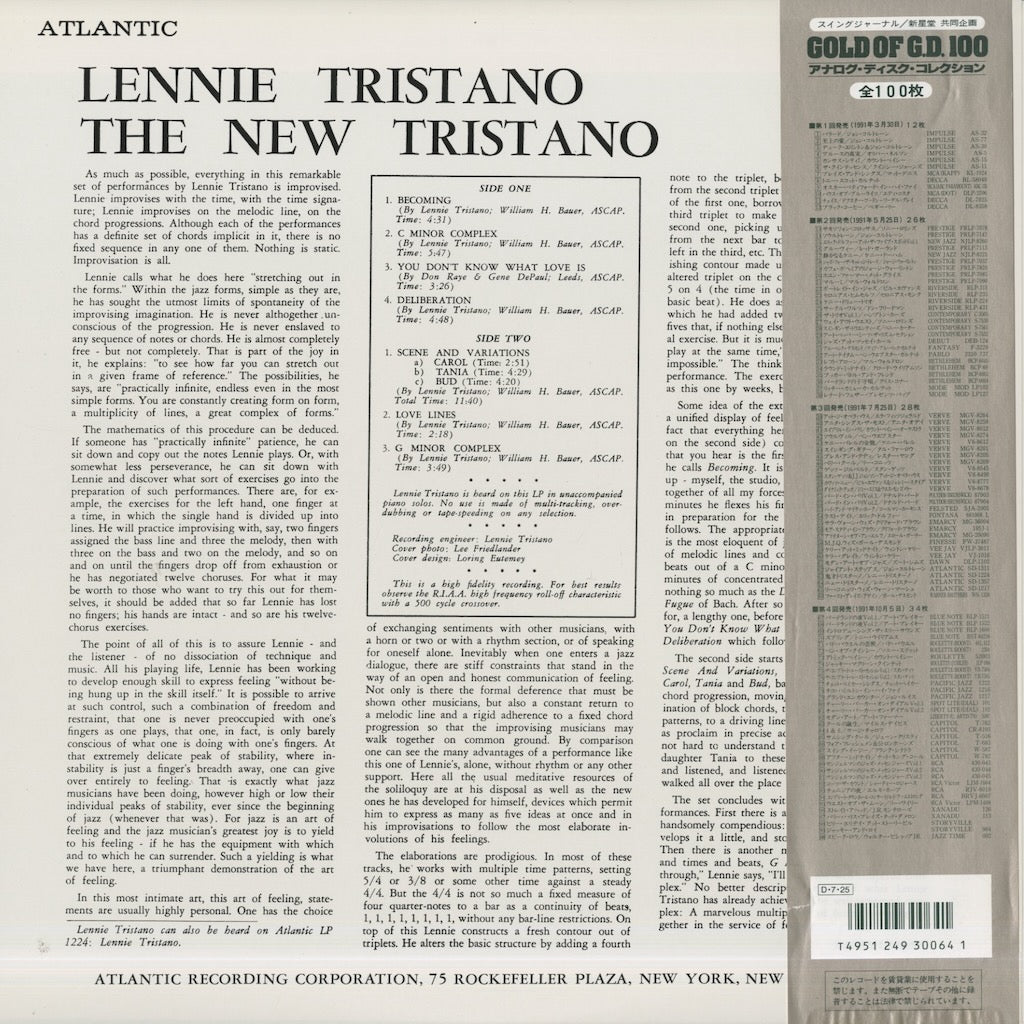 Lenny Tristano / レニー・トリスターノ / The New Tristano (SGD-64)