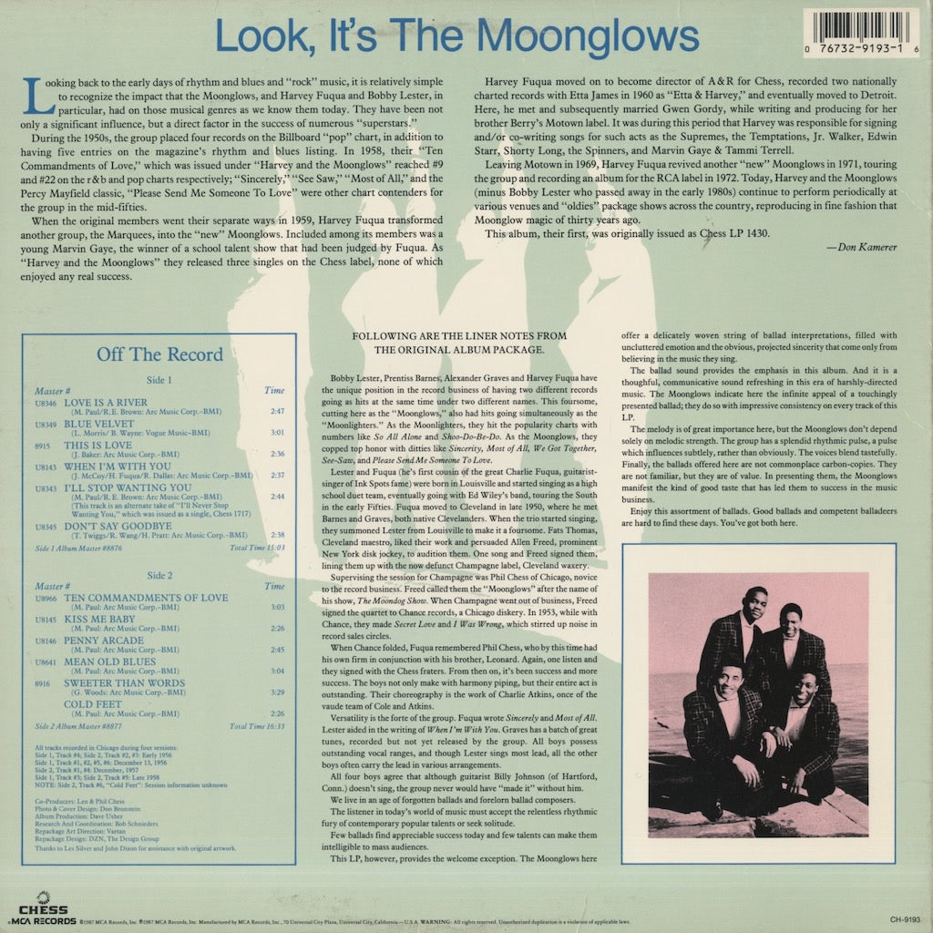 The Moonglows / ムーングロウズ / Look, It's The Moonglows (CH-9193)