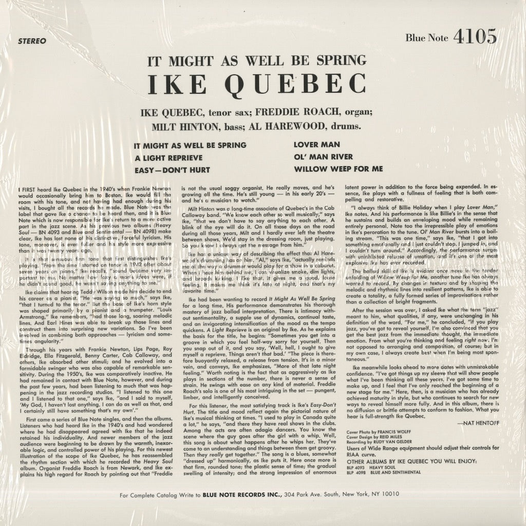 Ike Quebec / アイク・ケベック / It Might As Well Be Spring (4105)