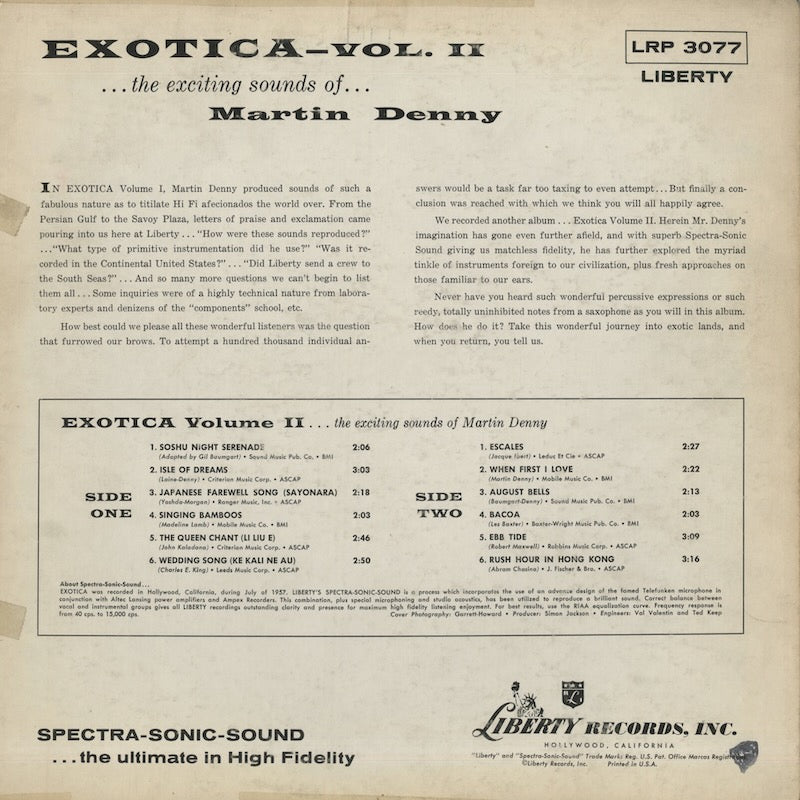 Martin Denny / マーチン・デニー / Exotica Vol. II (LRP3077)