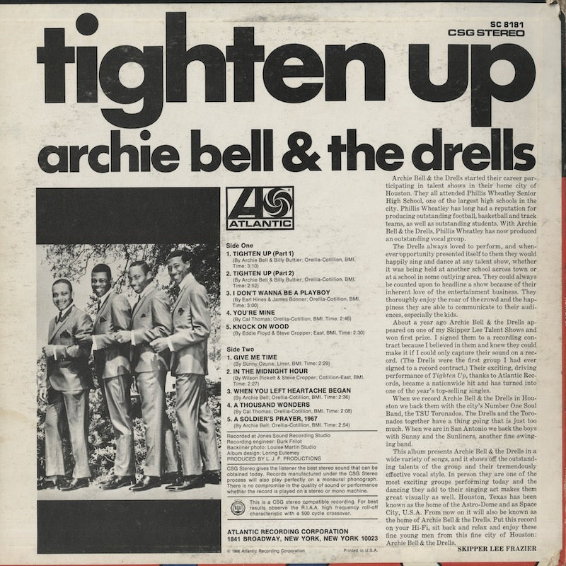 Archie Bell & The Drells / アーチー・ベル&ザ・ドレルズ / Tighten Up (SC 8181)