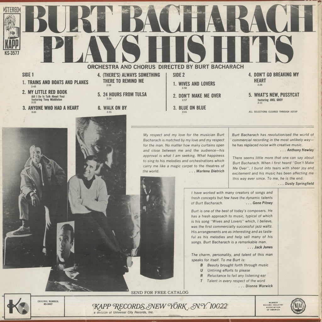 Burt Bacharach / バート・バカラック / Plays His Hits (KS3577)
