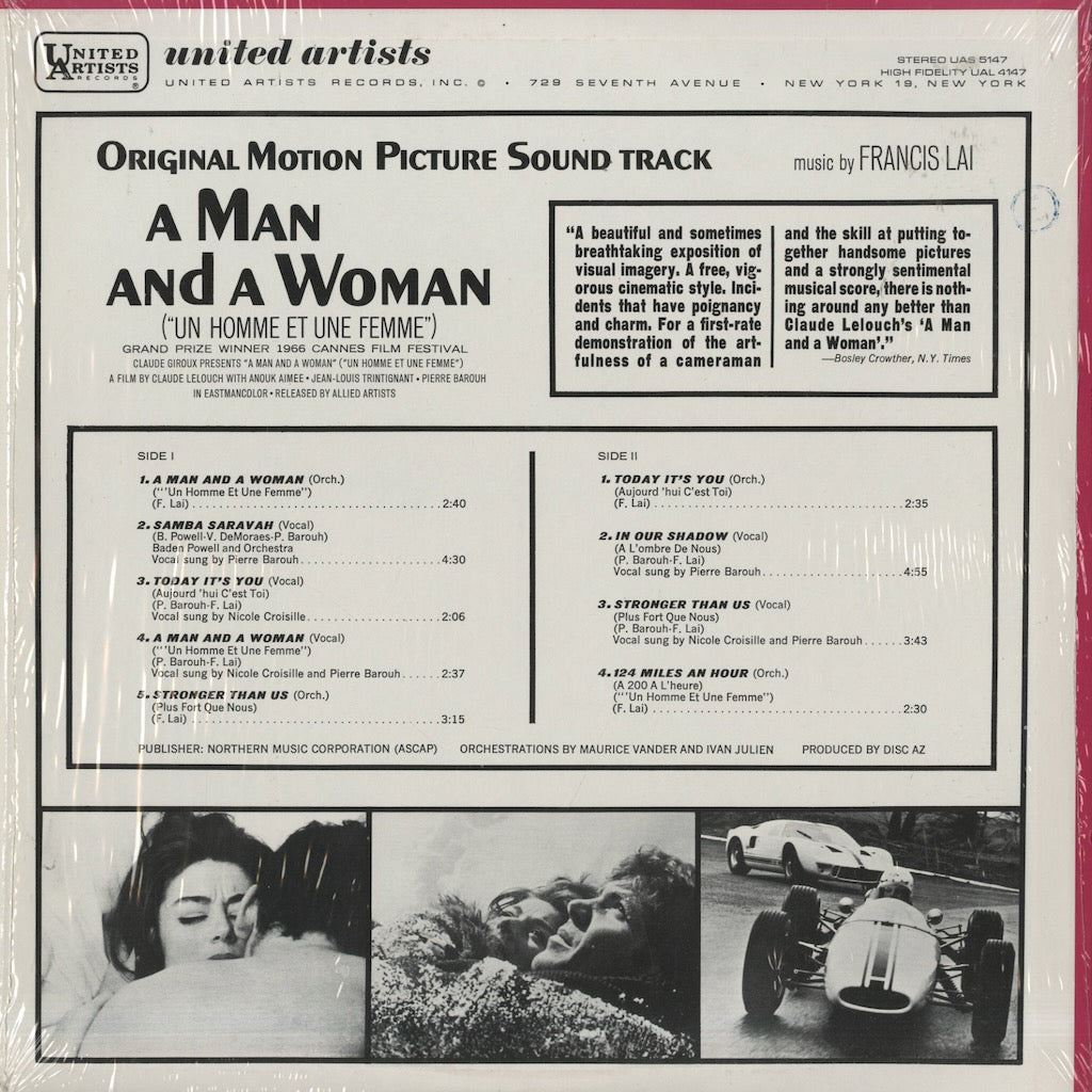 A Man And Woman -OST / 男と女　サウンドトラック / Music: Francis Lai (UAS5147)