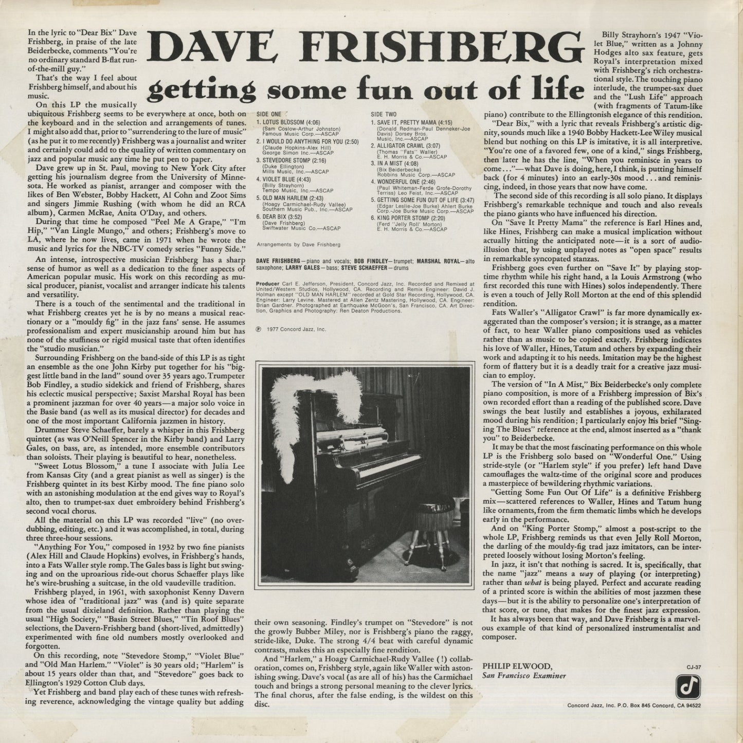 Dave Frishberg / デイヴ・フリッシュバーグ / Getting Some Fun Out Of Life (CJ37)