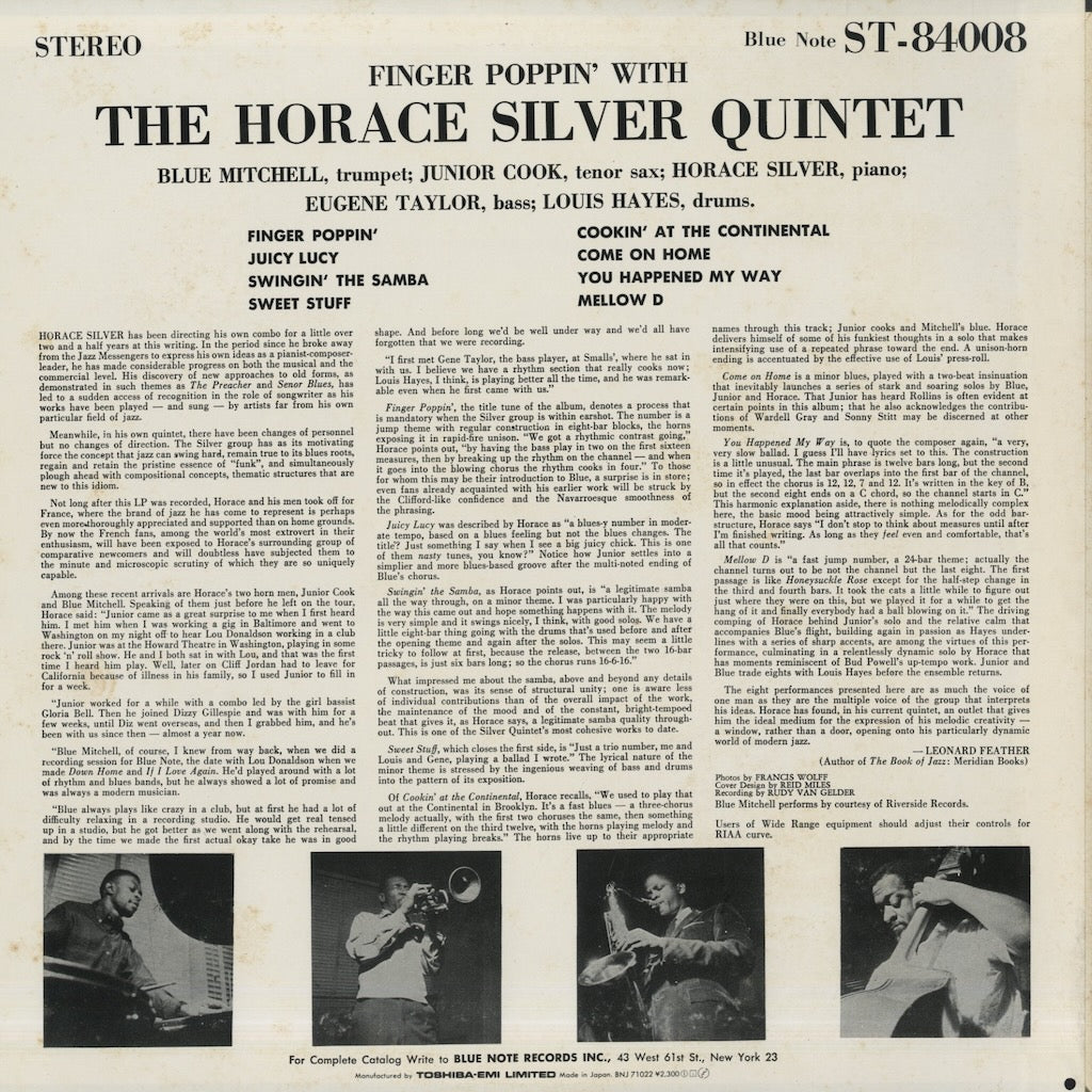 Horace Silver / ホレス・シルヴァー / Finger Poppin' With The 