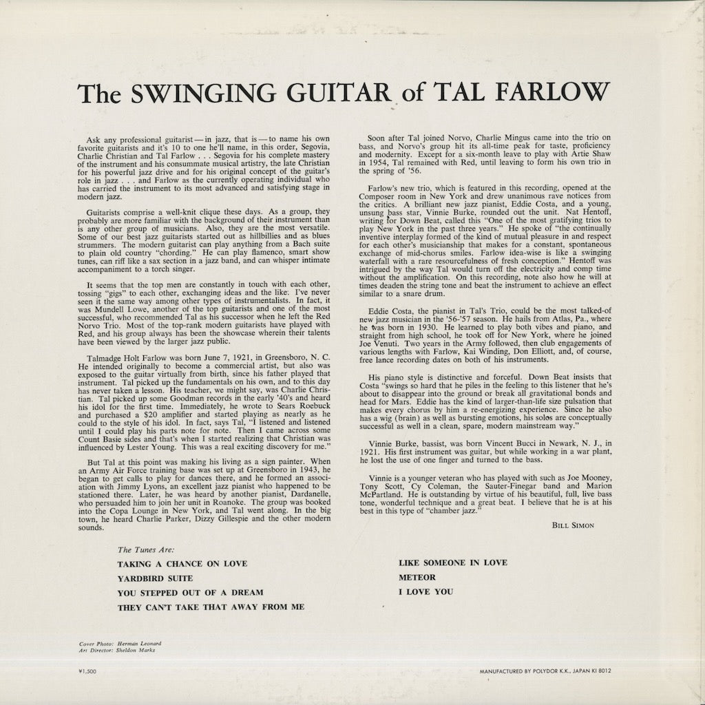 Jazz Style of Tal Farlow: The Elements of Beebop : Rochinski