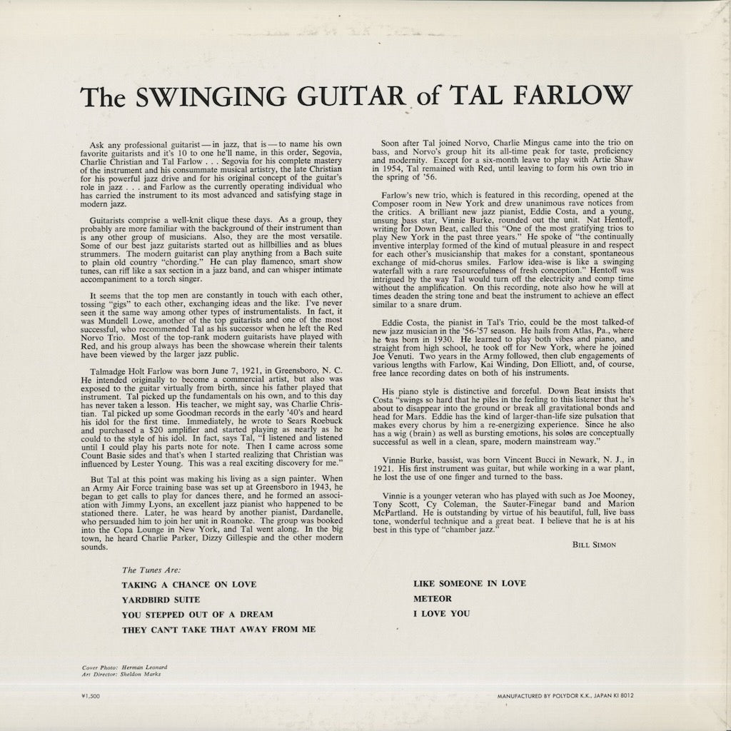 Tal Farlow / タル・ファーロウ / The Swinging Guitar of Tal Farlow (MV-4018)