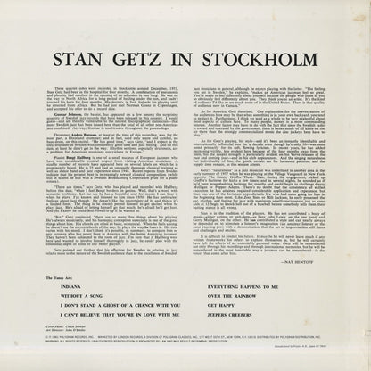 Stan Getz / スタン・ゲッツ / Stan Getz In Stockholm (UMV2614)