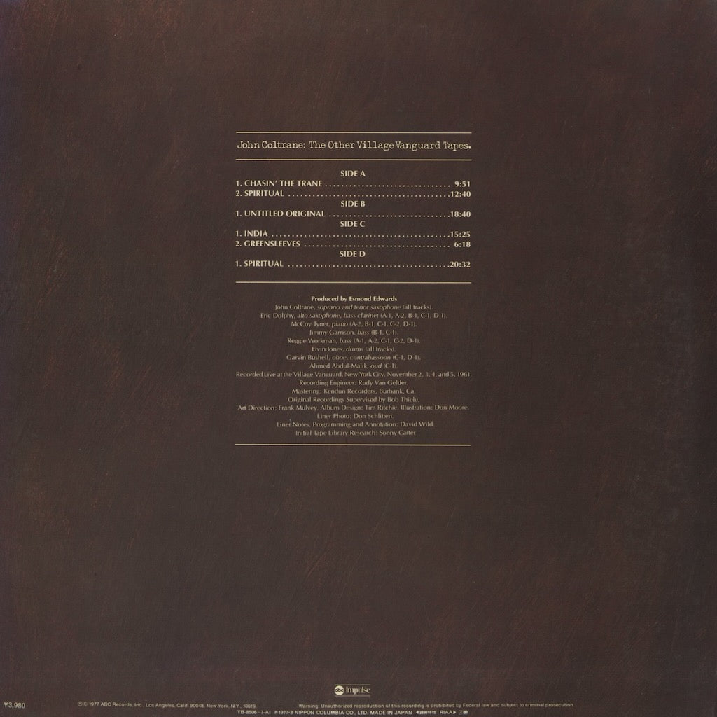 John Coltrane / ジョン・コルトレーン / The Other Village Vanguard Tapes -2LP (YB-8506/7-AI)