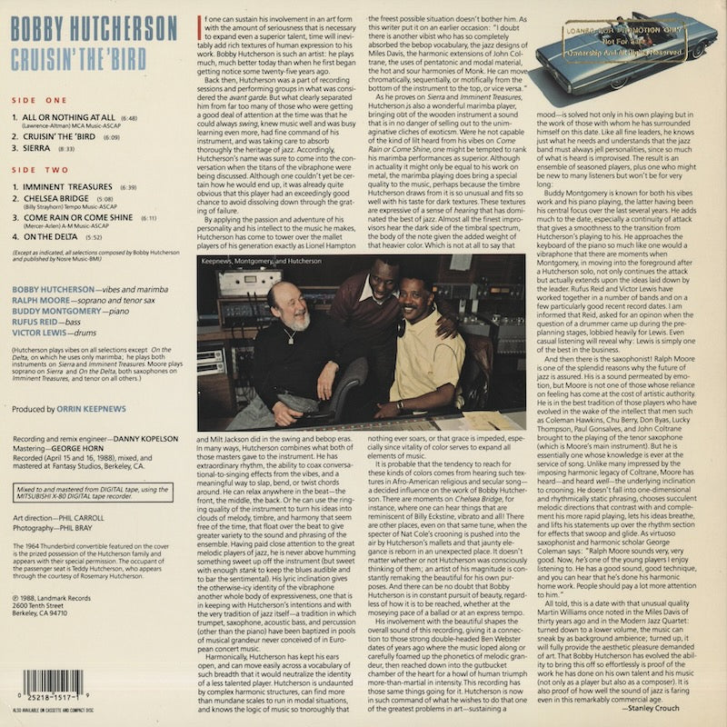 Bobby Hutcherson / ボビー・ハッチャーソン / Cruisin' The 'Bird (LLP-1517) – VOXMUSIC  WEBSHOP