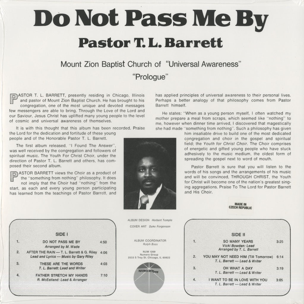 Pastor T. L. Barrett / パストール C.L.バレット / Do Not Pass Me By Vol.1 (NUM1269LP)