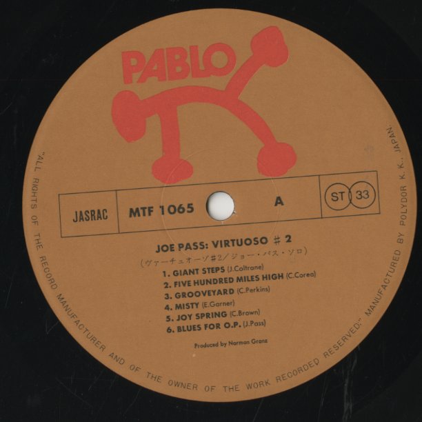 Joe Pass / ジョー・パス / Virtuoso #2 (MTF1065)