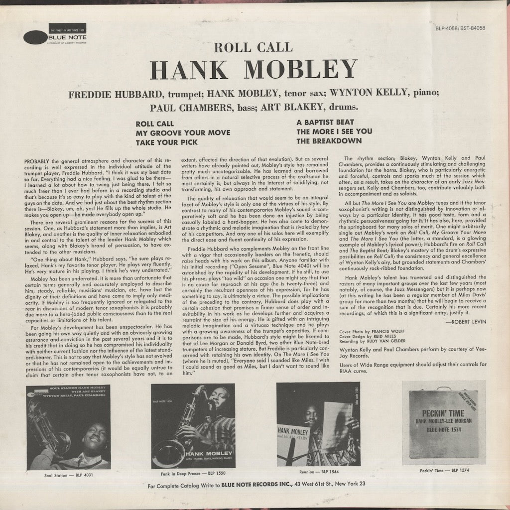 Hank Mobley / ハンク・モブレー / Roll Call (BST-84058)