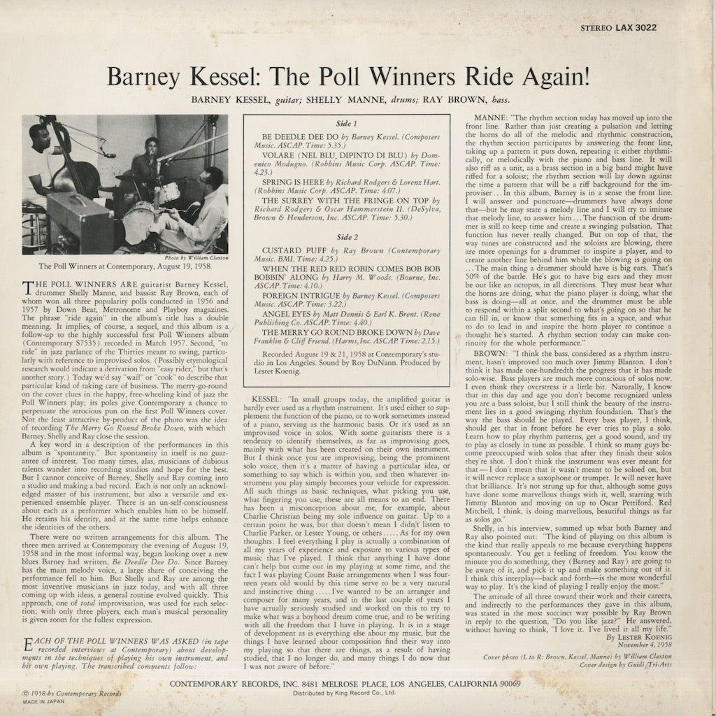 Barney Kessel / バーニー・ケッセル / The Poll Winners Ride Again! (LAX3022)