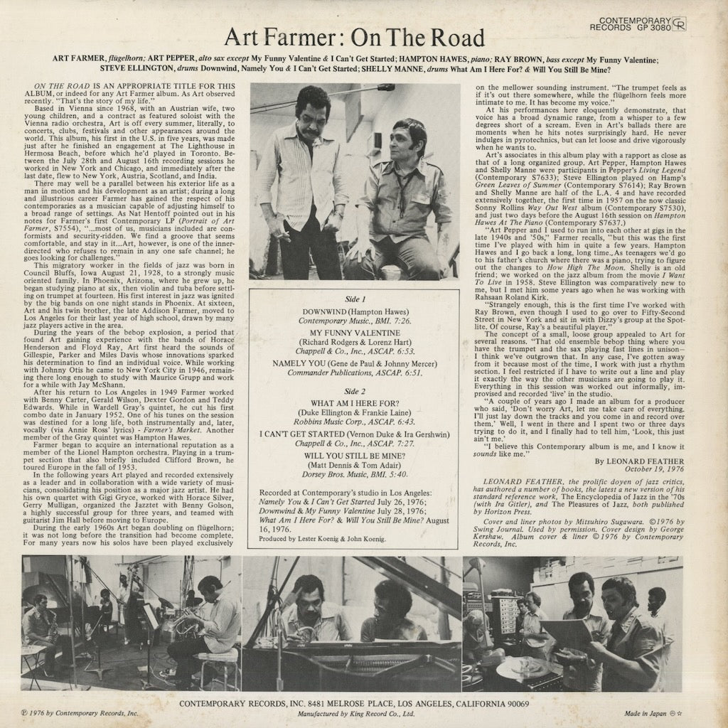 Art Farmer / アート・ファーマー / On The Road (GP 3080)