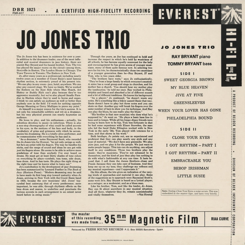 Jo Jones / ジョー・ジョーンズ / Joe Jones Trio (FSR617)