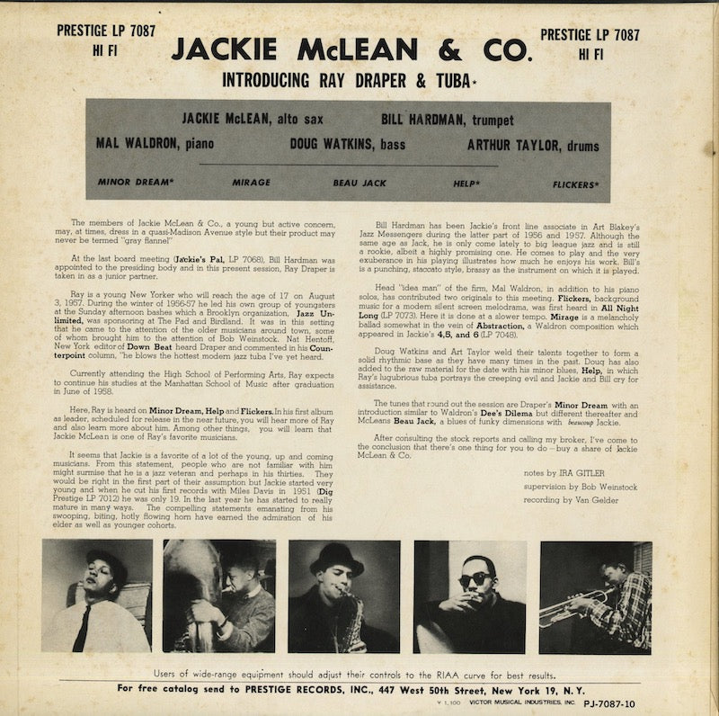 Jackie McLean & Co. / ジャッキー・マクリーン & Co. / Introducing Ray Draper (PJ-10-7087)