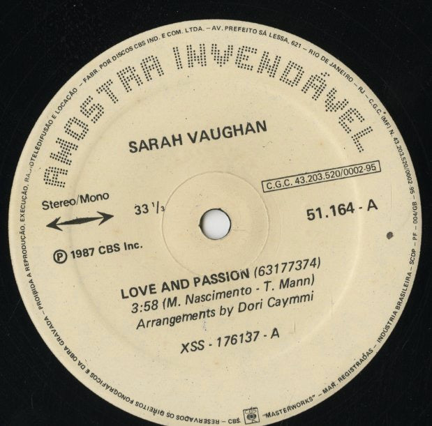 Sarah Vaughan / Milton Nascimento / Love And Passion / Make This City Ours Tonight (51.164)