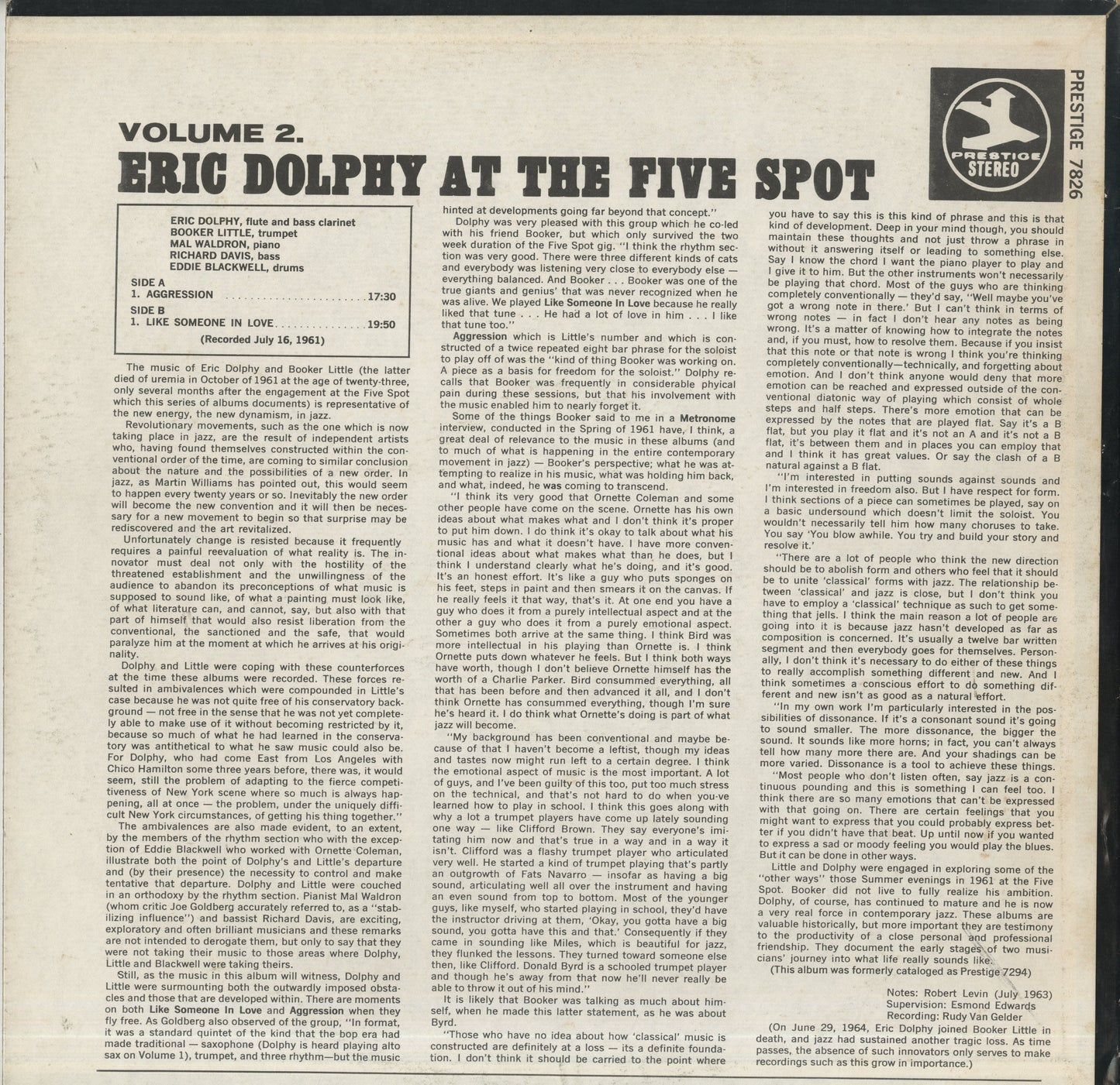 Eric Dolphy / エリック・ドルフィー / At The Five Spot Volume 2 (PRT 7826)