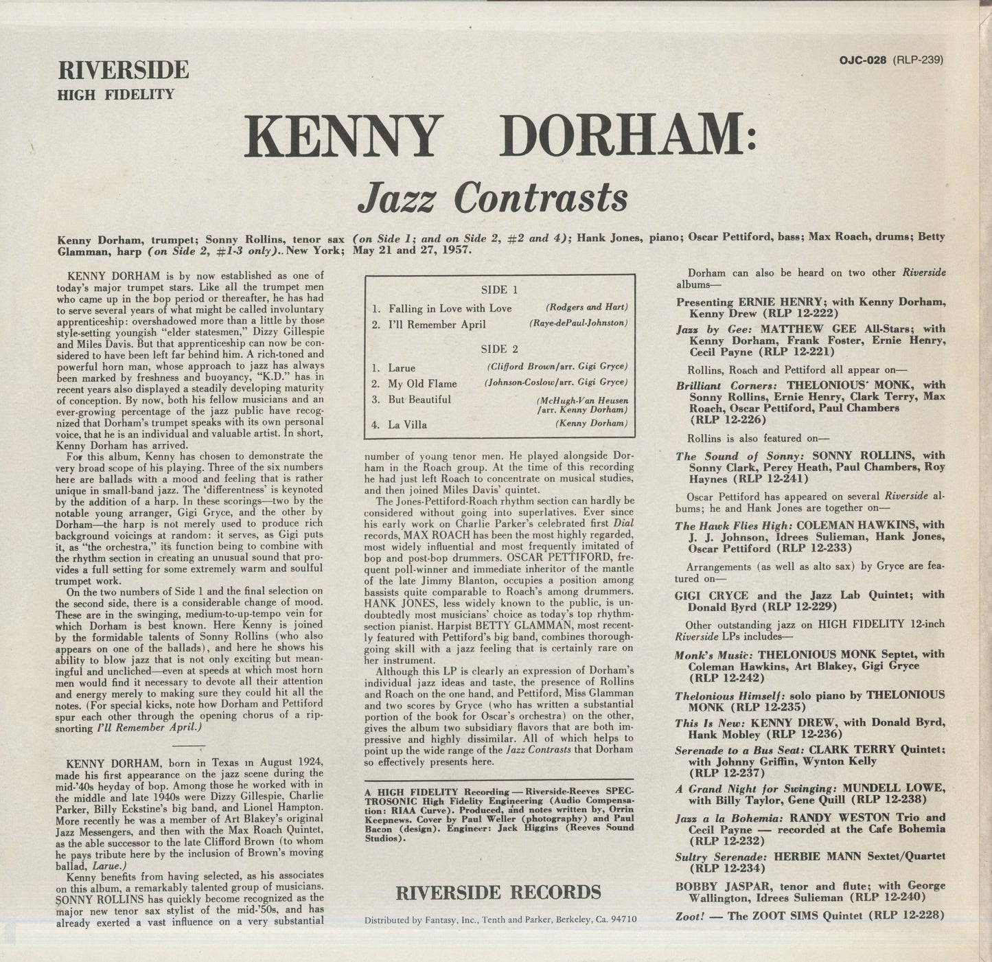 Kenny Dorham / ケニー・ドーハム / Jazz Contrasts (OJC-028)